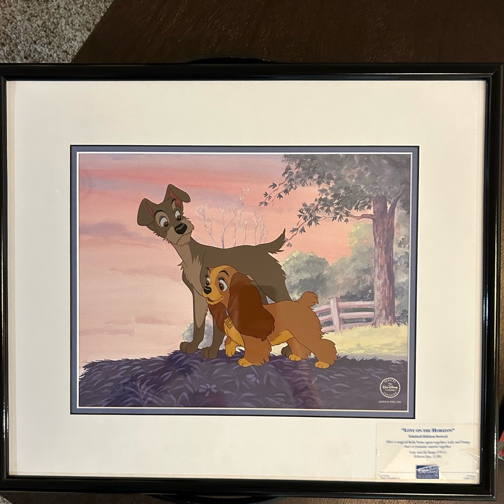 Disney Limited -Edition Sericel , Lady And Tramp , new. no marks or scruffs